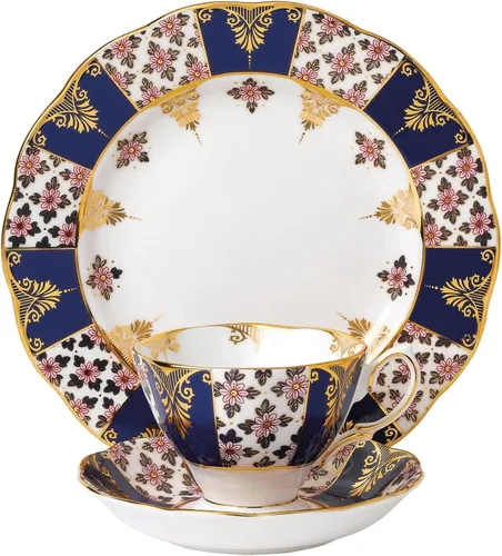 Vista 23 de Royal Albert 100 años 1990 - Juego de 3 piezas (taza de té, platillo y plato de 8")