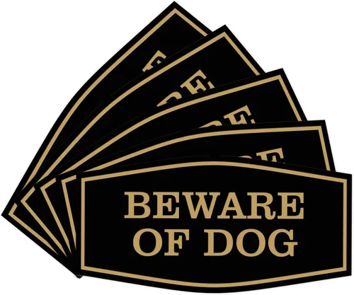 Vista 43 de All Quality Fancy Beware of Dog Letrero Material duradero Señales de seguridad para el hogar Fácil de instalar (negro/oro), mediano, 1 paquete