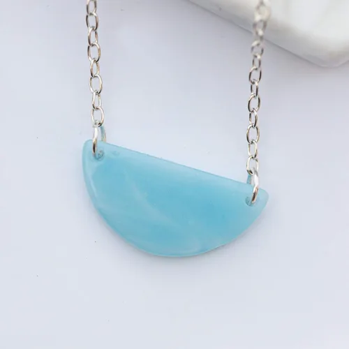 Vista 7 de Blue Half Circle Necklace, Sterling Silver Layering, Christmas Gifts For Women, Half Moon Jewelry