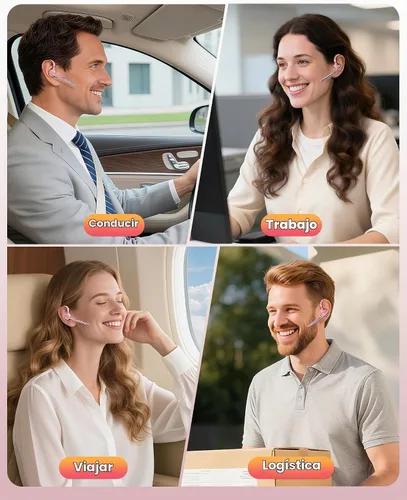 Vista 8 de New Bee Auriculares Bluetooth V5.1 72H Hablar Time Dual Mic con botón de silencio para negocios, auricular Bluetooth inalámbrico manos libres