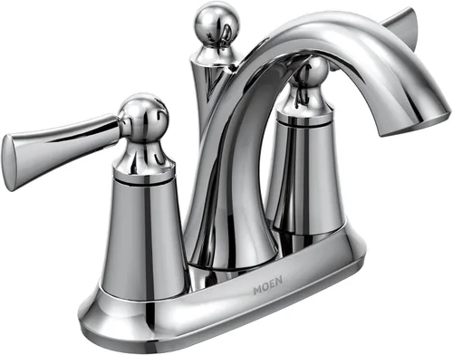Vista 9 de Moen 4505BN Wynford - Grifo de baño de arco alto con dos asas, níquel cepillado