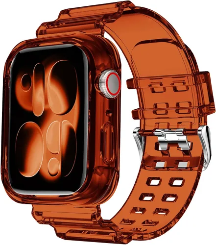 Vista 28 de DABAOZA - Correa transparente compatible con Apple Watch de 1.772 in y 1.732 in, con purpurina transparente Women Men,Glitter Bling TPU