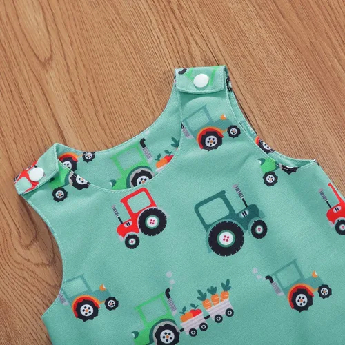 Vista 4 de Mameluco de dibujos animados sin mangas para bebé recién nacido, traje de una pieza, ropa de verano