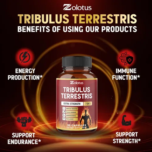 Vista 7 de Tribulus Terrestris Cápsulas con Ashwagndha, Panax Ginseng, Saw Palmetto, Maca, Shilajit - 90 Cápsulas - Suministro de 3 meses