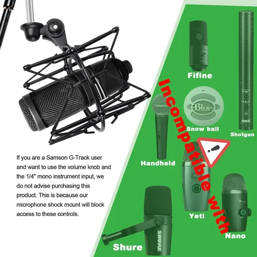 Vista 3 de Soporte de choque para micrófono, soporte de micrófono de condensador para AT2020 MXL 770 MXL 990 Neumann U8/U87Ai Samson G Track Pro Rode Procaster