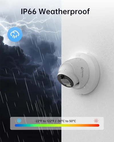 Vista 2 de Swann Cámara de seguridad domo NVR complementaria 6K, cámara IP para interior y exterior, CCTV con cable PoE de 12 MP, audio de 2 vías, análisis