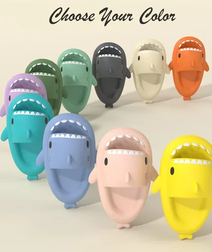 Vista 5 de Cysincos Sandalias de nube para mujeres y hombres, sandalias de almohada de tiburón para mujer, pantuflas de casa para ducha, zapatos de ducha