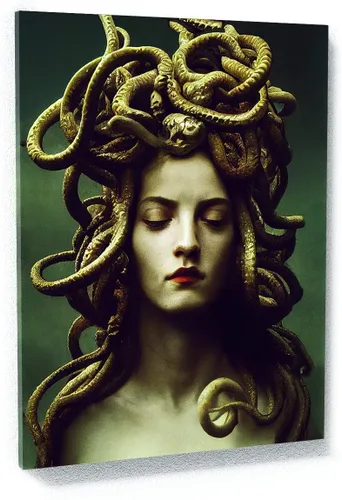 Vista 8 de Sense Canvas Medusa Greek Mythology 2 - Lienzo decorativo para decoración del hogar, póster grande de 30 x 40 / 0.75 pulgadas Medusa Mitología