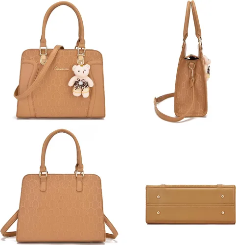 Vista 87 de Bolsos de mano de moda para mujer, bolsa de hombro, asa superior, bolsa de mano, juego de 4 piezas