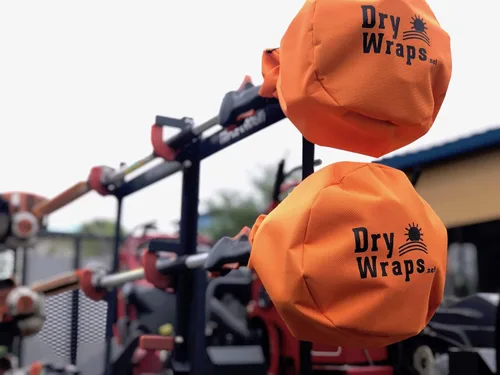 Vista 2 de Cubierta impermeable para recortadora - DRYWRAPS (paquete de 3) - Bordeadora, sierra de poste, para STIHL Echo Husqvarna (naranja)