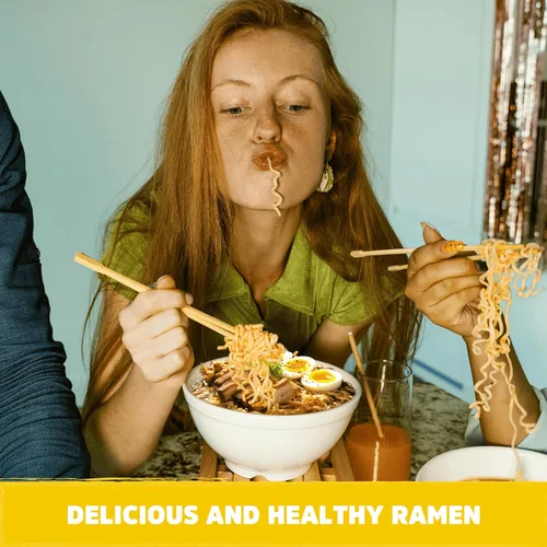 Vista 6 de Fideos ramen sin gluten (10 paquetes) gf fideos sin gluten veganos saludables de arroz integral. Fideos ramen de bajo sodio sin sazonar. Pasta sin