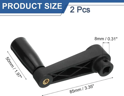 Vista 2 de uxcell 2 piezas de mango giratorio de 0.315 x 3.346 in (diámetro x L), mango de manivela de torno universal de repuesto para máquina de molienda