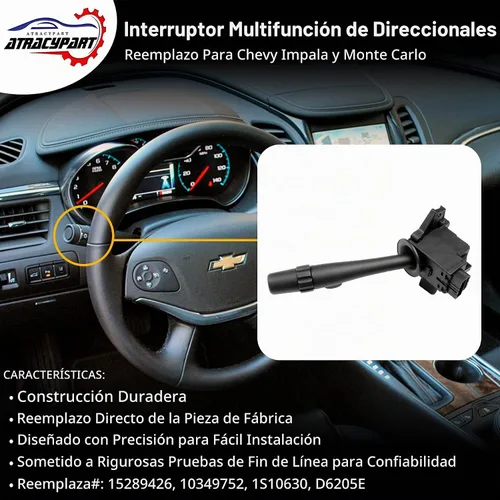 Vista 2 de Interruptor de señal de giro multifunción apto para Chevy Impala Monte Carlo 2006-2016