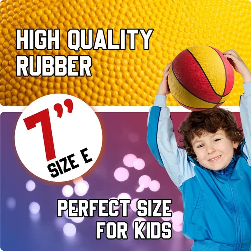 Vista 7 de PlayBolt Mini pelotas de baloncesto de goma de 7 pulgadas, tamaño 3 (paquete de 4) – Baloncesto de piscina para niños en varios colores interiores