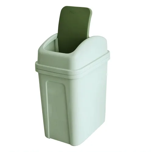 Vista 11 de Teyyvn Cubo de basura de plástico de 7 litros/1.8 galones, bote de basura pequeño con tapa abatible (ligeramente gris)