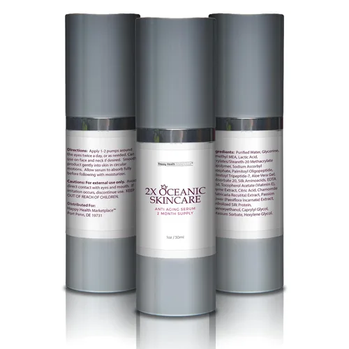 Vista 4 de 2X Oceanic Skin Care Serum - Suero antienvejecimiento para 2 meses de suministro - Suero regenerativo rico en péptidos con alfa hidroxiácidos