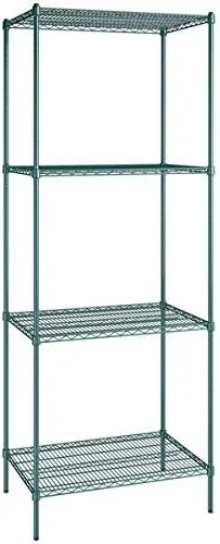 Vista 334 de Kit de 4 estantes de epoxi verde NSF de 21 x 72 pulgadas con postes de 86 pulgadas, estantería de almacenamiento resistente, kit de estantería