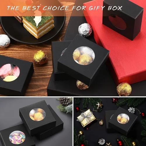 Vista 6 de Chinco 30 cajas de jabón cuadradas para jabones caseros, velas, 3 x 3 x 1.2 pulgadas, cajas de jabón con ventana transparente, pequeña caja de Negro