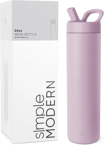 Vista 32 de Simple Modern Botella de agua con tapa de pajilla Termo de acero inoxidable aislado Botellas de agua reutilizables para viajes para gimnasio