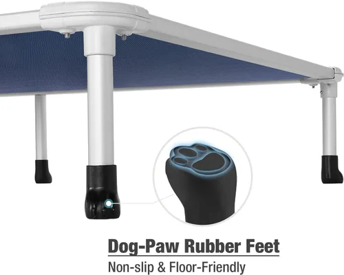 Vista 87 de Veehoo Cama elevada para perros a prueba de mordidas - Cuna elevada refrescante para mascotas - Marco de aluminio plateado y tela de malla