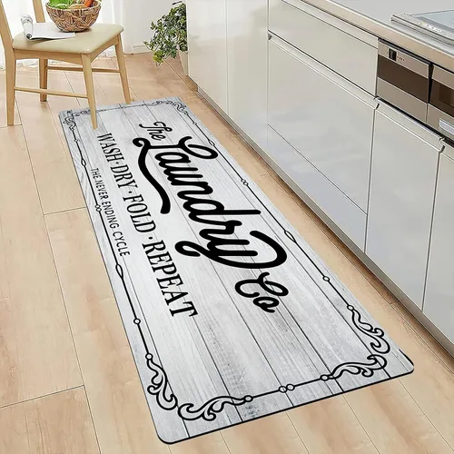 Vista 2 de Pauwer - Alfombra de cocina estilo granja, 20"X48", beige, antideslizante, lavable, hecha a máquina Goma, lavable, duradero, fácil de limpiar