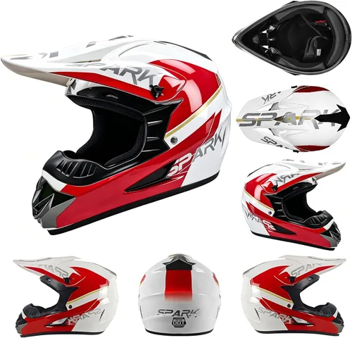 Vista 3 de Youth Dirt Bike ATV Off Road Motorcycle Helmets DOT Approved Blanco