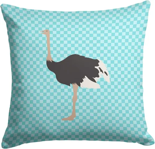 Vista 118 de Caroline's Treasures BB8163PW1414 Beltsville - Almohada decorativa de tela a cuadros pequeños, color blanco, pavo y gallina azul, lavable a máquina