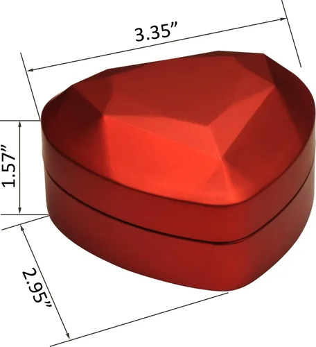 Vista 3 de Caja de anillos LED roja doble para parejas, bodas, compromisos, propuestas, cumpleaños, día del padre, Navidad... Diseño de lujo