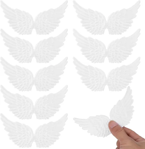 Vista 9 de Healeved 12 piezas de mini alas de ángel adornos de bricolaje alas decorativas para mochilas, accesorios de ropa, alas pequeñas creativas para Blanco
