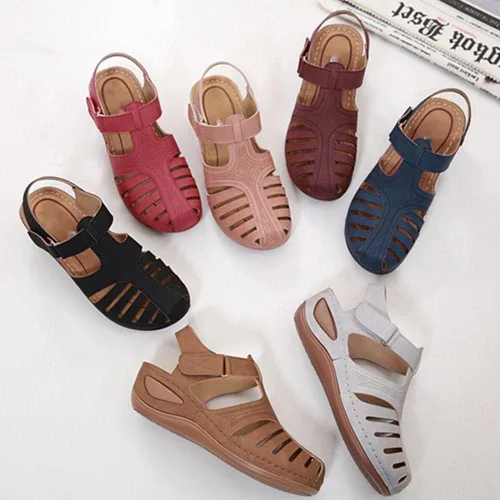 Vista 6 de Touchmosees Sandalias de cuña Bohemia Sandalias de gladiador con correa al tobillo para mujer, sandalias deportivas de verano al aire libre