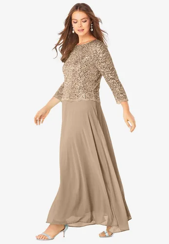 Vista 3 de Roaman's Vestido Popover de encaje de talla grande para mujer