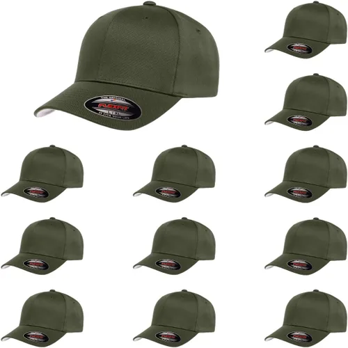 Vista 87 de Gorra de béisbol Flexfit Wooly Combed Premium de 6 paneles estructurada Ajuste elástico Paquete al por mayor disponible Negro