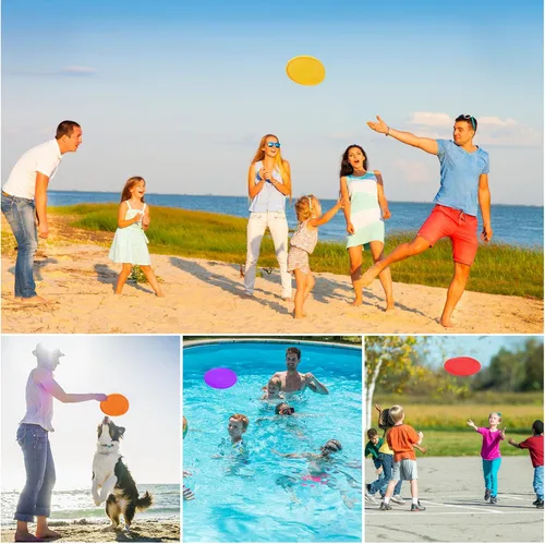 Vista 7 de Disco Volador para Niños de 7 Pulgadas, Discos Voladores de Silicona a Granel para Niños, Perros, Exteriores, Patio Trasero, Césped, Escuela
