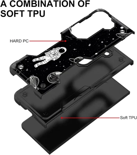 Vista 4 de Funda para Galaxy Z Fold 5 5G 2023, doble capa, protección contra caídas de grado militar de 10 pies, antideslizante, resistente a prueba de golpes