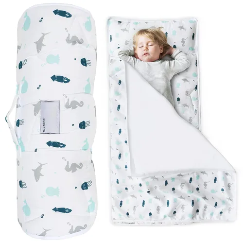 Vista 7 de Tapete para siesta para niños pequeños con manta de 50 x 21 x 1.5 pulgadas, tapete para siesta para niños y niñas, súper suave y acogedor, saco