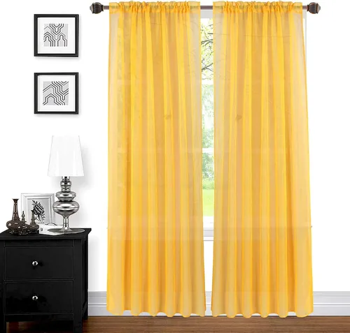 Vista 36 de Sapphire Home Cortinas traslúcidas negras de 63 pulgadas de largo, juego de 2 paneles de cortinas traslúcidas, filtrantes de luz, cortinas Negro