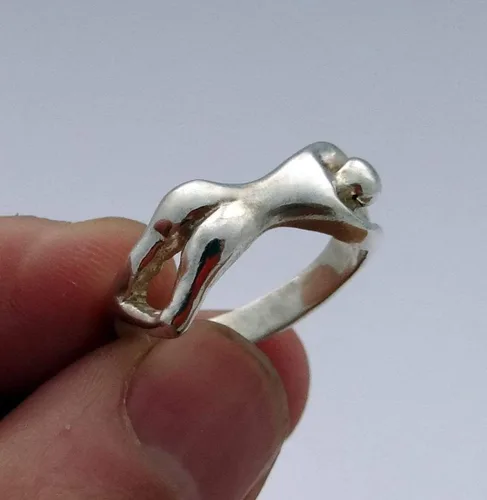 Vista 6 de Erotic ring in sterling silver, erotic jewelry, sterling silver erotic ring, silver naked lady, adult jewelry, adult ring, erotic nudity, nude girl