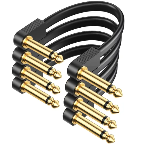 Vista 14 de Cables de conexión de guitarra, cables de pedal de guitarra planos chapados en oro, reforzados con Kevlar, cable blindado de doble capa sin ruido