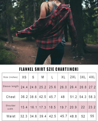 Vista 5 de Uillnoodu Camisas de franela a cuadros para mujer, manga larga, ajuste regular, con botones, casual, algodón