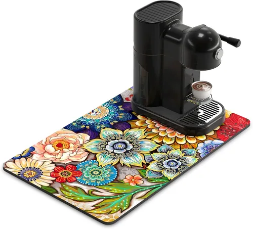 Vista 39 de Rnivvi Tapete de secado de platos para encimera de cocina, 16 x 18 pulgadas, bonita almohadilla de secado absorbente resistente al calor con goma
