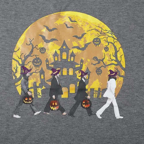 Vista 3 de Camisetas de calabaza de Halloween para mujer divertidas camisetas gráficas de Beatles Road Records camisetas de Halloween para amantes de la fiesta