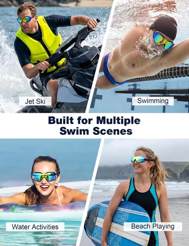 Vista 7 de Gafas de natación para adultos, sin marco, de visión amplia, para hombres y mujeres, antivaho, UV, a prueba de fugas, gafas de piscina