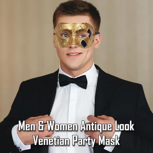 Vista 4 de Máscara de mascarada para hombres, máscara de aspecto antiguo para Halloween, fiesta veneciana, fiesta de máscaras, Mardi Gras y baile de graduación
