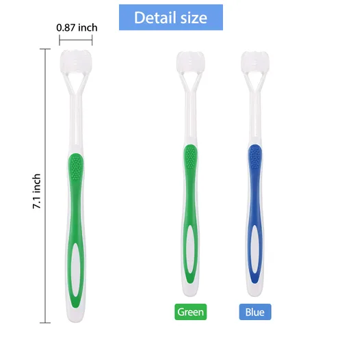 Vista 2 de Boao 2 piezas de cepillo de dientes de viaje para autismo de tres cerdas para dientes completos, cerdas de gran ángulo para limpiar cada diente