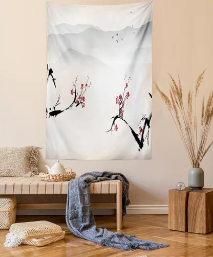 Vista 81 de Ambesonne Tapiz hippie, abrazo de hongos de ensueño y árbol de la vida místico y mandal verde, decoración de tela para colgar en la pared