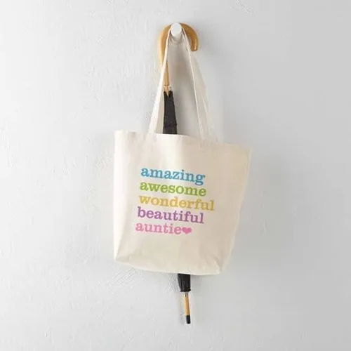 Vista 5 de CafePress Auntie Amazing Awesome - Bolsa de mano de lona natural bolsa de compras reutilizable