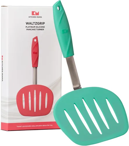 Vista 10 de Kitchen Mama WaltzGrip Platinum Espátula de Silicona para Tortitas y Volteador: Resistente al Calor, Flexible, Núcleo de Acero Inoxidable