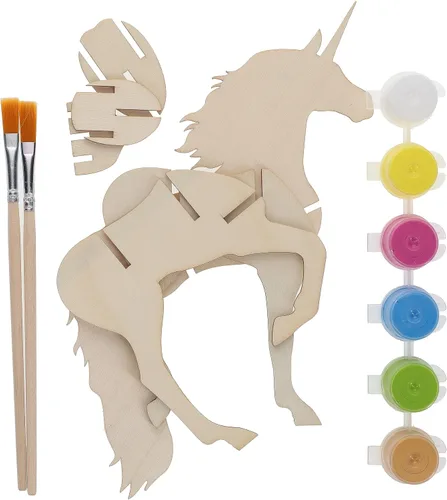 Vista 7 de LEISURE ARTS - Rompecabezas 3D, kit de 14 piezas, unicornio de construcción de madera, kits de construcción de madera, proyectos de bricolaje