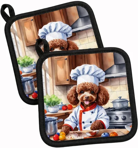 Vista 140 de Caroline's Treasures Coton de Tulear El Chef Par de Agarraderas de Ollas de Cocina Resistentes al Calor Juegos de Agarraderas de Ollas Almohadillas