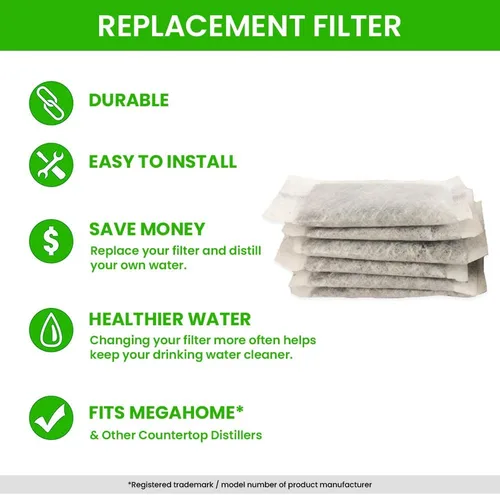 Vista 5 de Green Piece Repuesto de filtro de agua de carbón activado (fabricado en Estados Unidos), ideal para destiladores de agua Megahome y otros